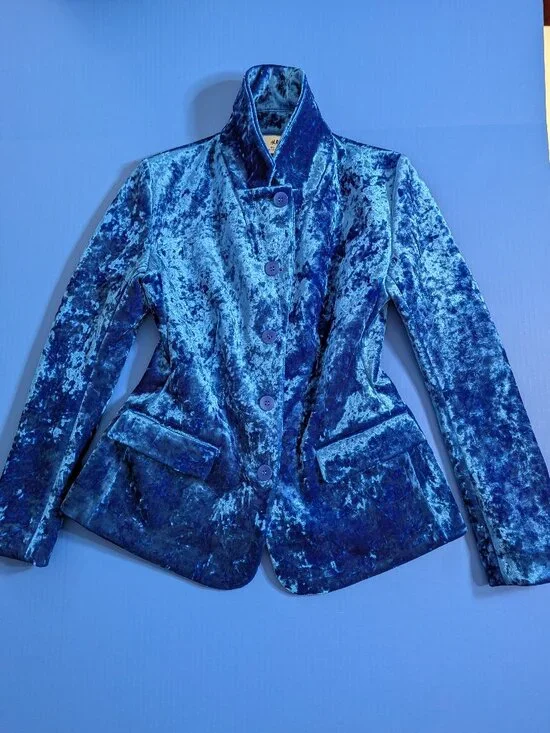 H&M Studio Bright Blue Velvet Blazer - Picture 8 of 16